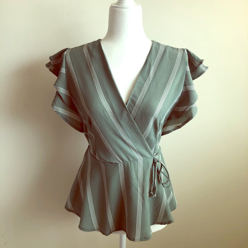Green Monteau Peplum Top